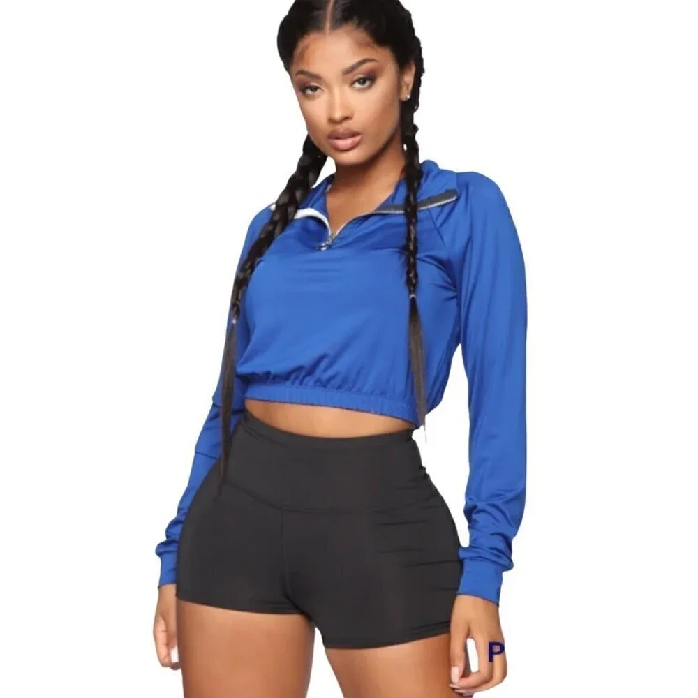Fashion Nova NWT Royal Blue Mock Neck Top, Do You Even Gym Women's Size 2X - Picture 11 of 11
